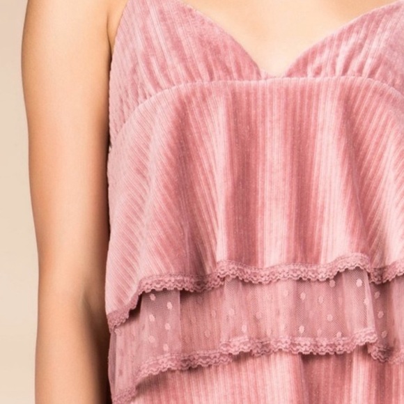 LAST CHANCE POL Velvet Slip Dress w/Cascading Ruffles NWT - Picture 3 of 5